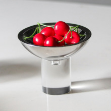 轻奢水晶柱底座圆形金属果盘摆件软装样板间售楼处小号零食碗摆设