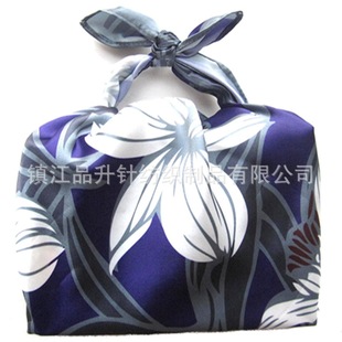 Cross-Border Export Purple Flower Print Pastoral Oil Painting Style Bag Towel Creative Gift Wrapping Cloth