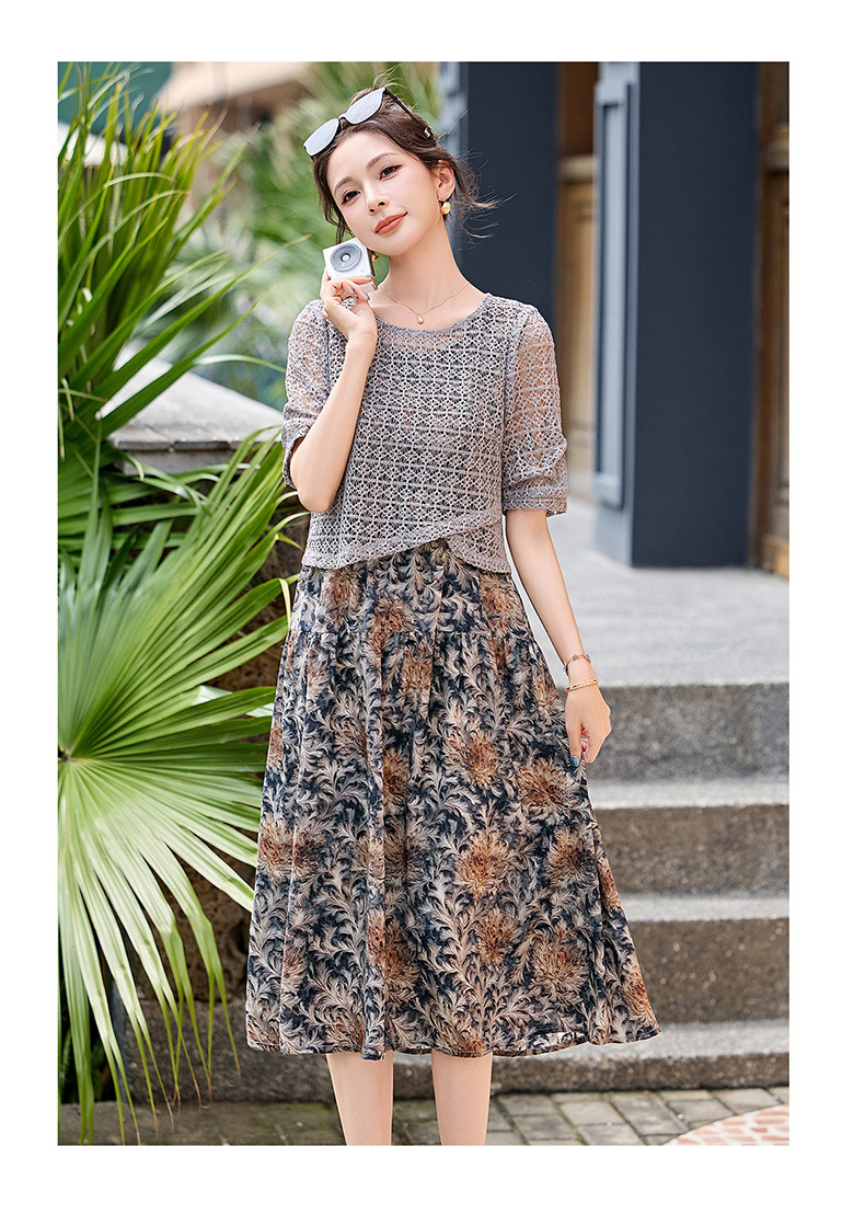 Đầm hai dây maxi nữ họa tiết hoa nhí phối ren WA9518 — Xanh lông mòng đen, màu kaki chi tiết 14