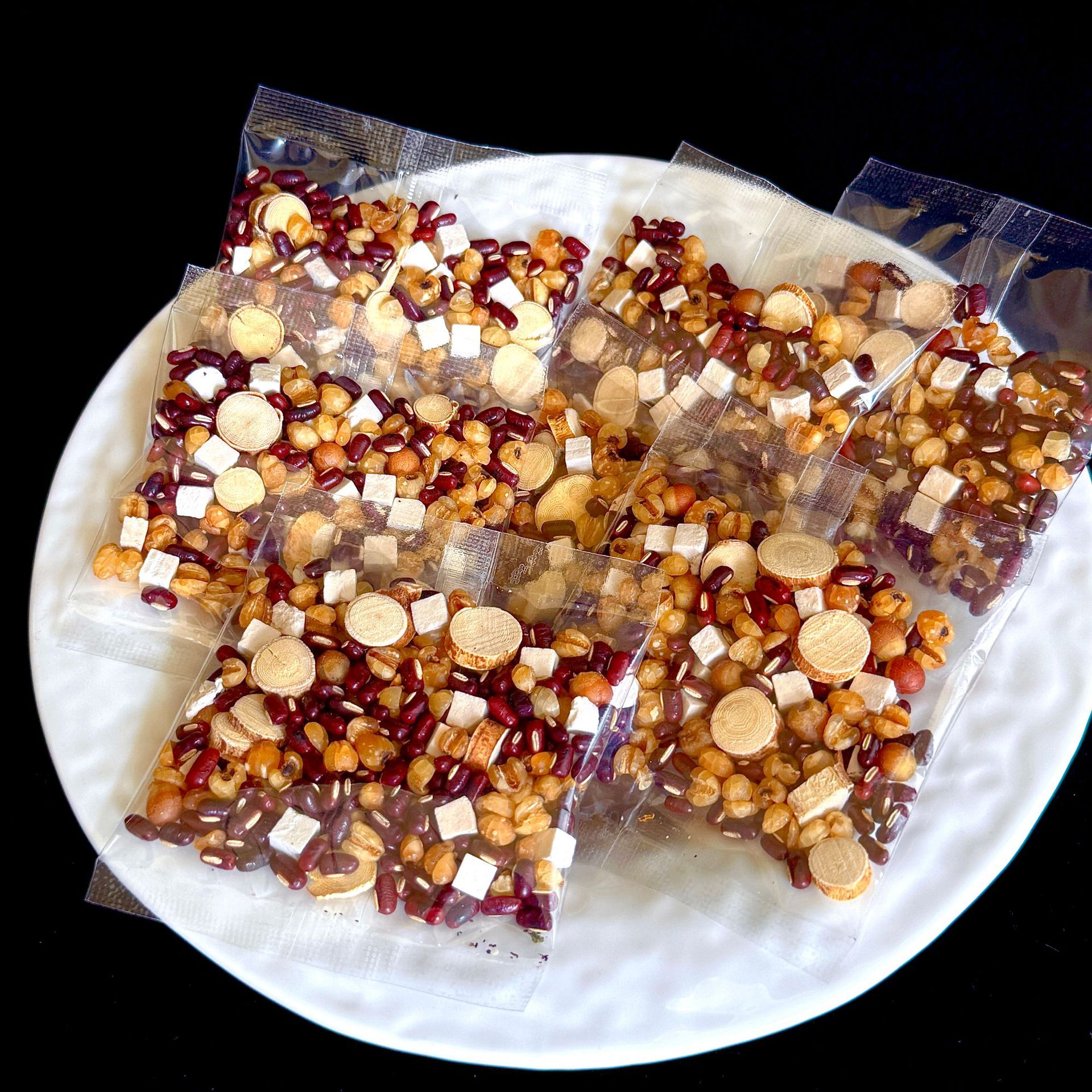 Adzuki Bean Coix Seed Tea Chi Xiao Dou Yi Mi Fu Ling Tea 200g 10 Bags Roasted Herbal Blend in use
