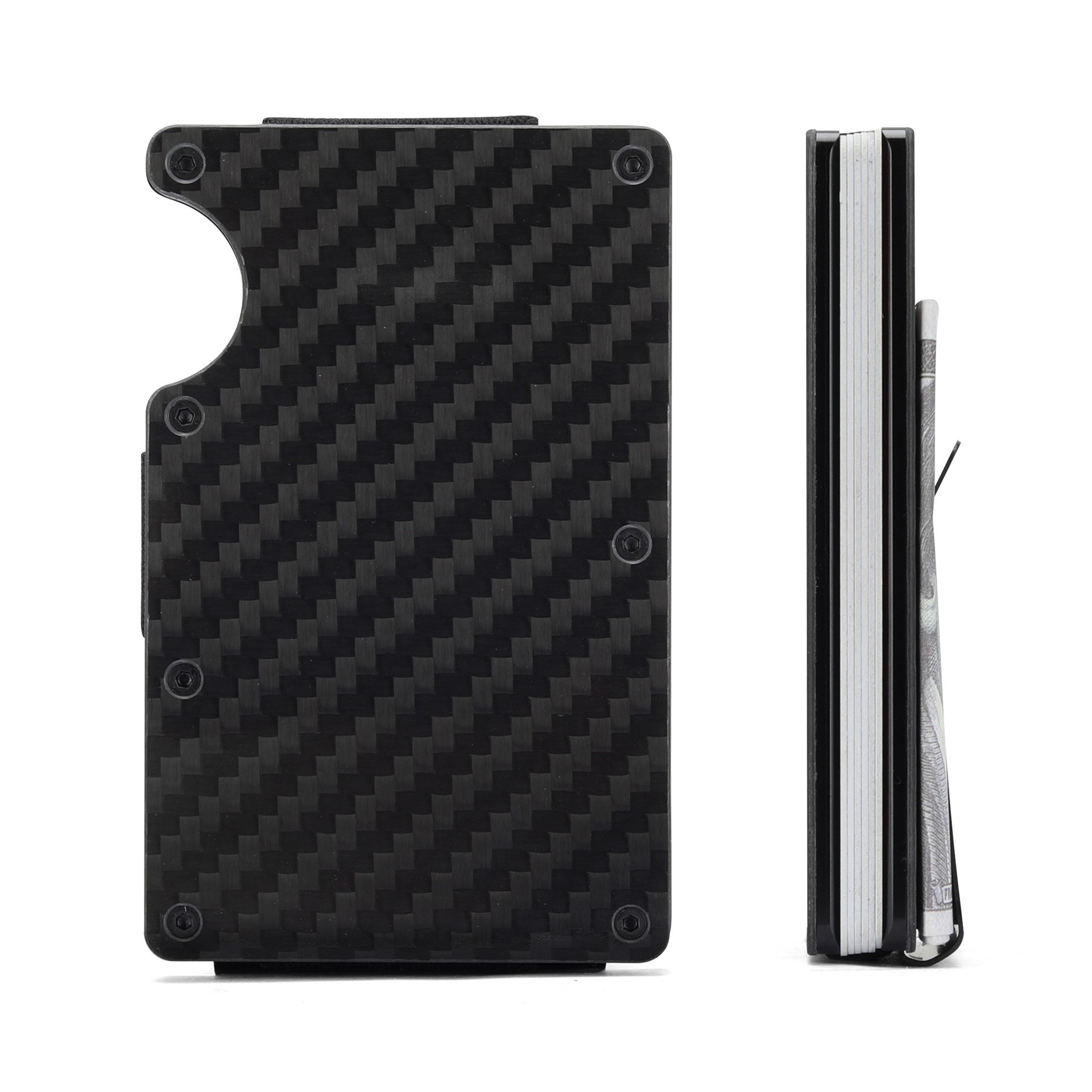 Patrón de fibra de carbono Tarjeta de blindaje RFID Cartera de billetera Cartera de metal para hombres Anti-desmagnetización Paquete de tarjeta de crédito antirrobo Personalización para hombres