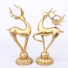 北欧水晶球情侣麋鹿摆件客厅办公桌家居酒柜装饰品树脂工艺品摆设