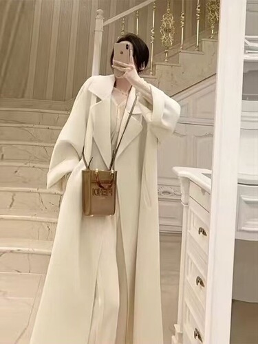 Long coat for autumn and winter, Melting double-sided plush wool coat for women, stylish and suitable for petite figures