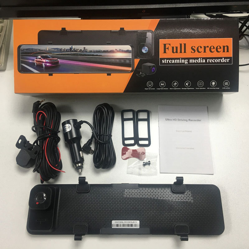 4K Full Screen Streaming Driving Recorder Taiwan Digital Dog Rearview Mirror Wifi Hd Recorder Dual Lens