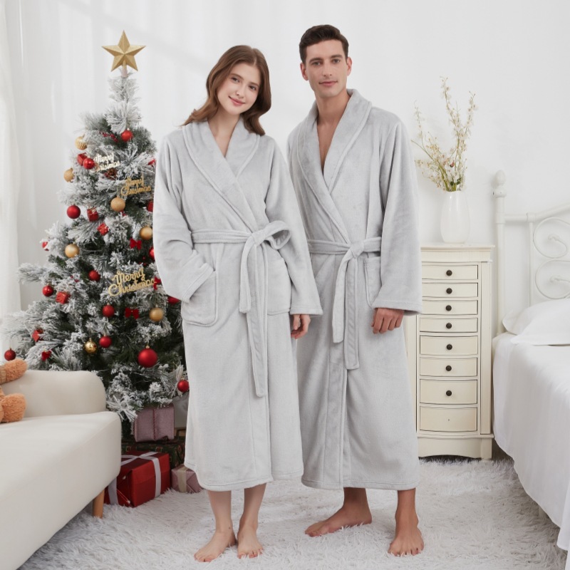 GraceChic GraceChic Autumn Winter Thick Men Plus Size Flannel Long Bathrobe Couple Warm Pajamas Women European American Homewear_voghion.com