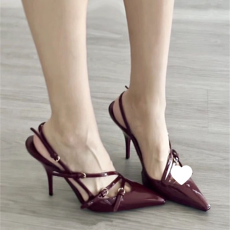2026 Spring/Summer New Style Sandals with Kitten Heel, Open Back, High Heel, Pointed Toe, Thin Heel, Closed Toe, Sexy Women's Pumps