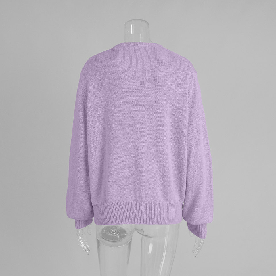 Áo cardigan len dệt kim dáng mỏng nhẹ cài nút một hàng, tay dài cổ tròn nữ — hoa hồng đỏ, màu be, màu cam, màu hoa cà chi tiết 140