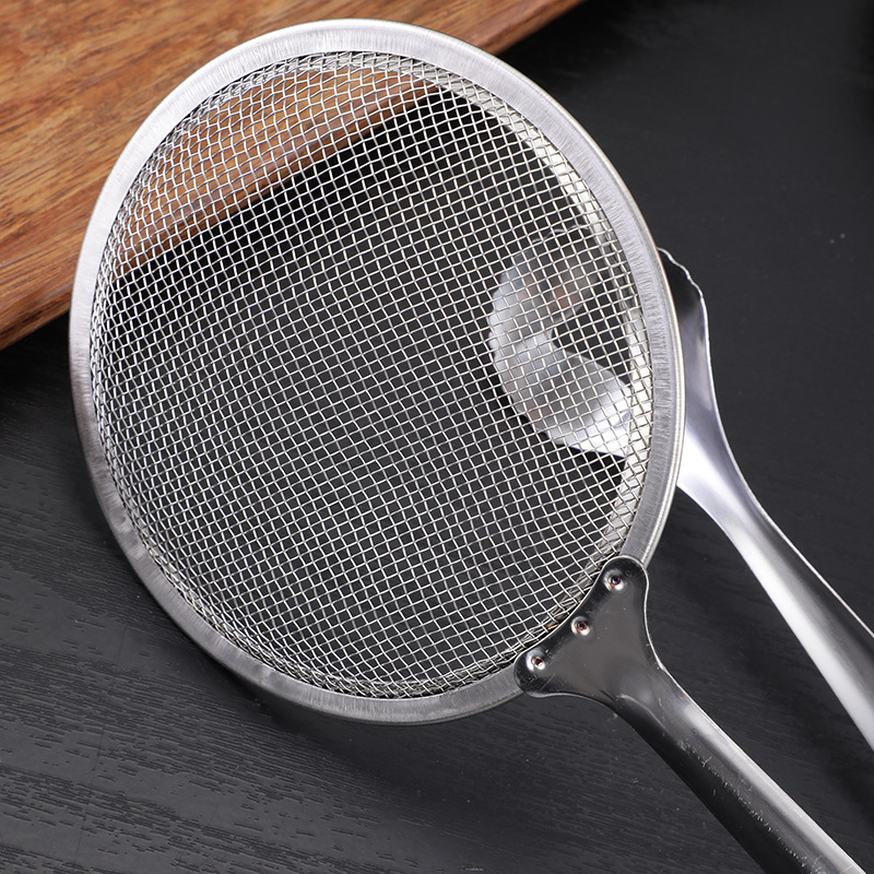 Cocina para el hogar Clip de colador de acero inoxidable Clip de barbacoa grande multifuncional dos en uno Cuchara de filtro de aceite de olla caliente para freír fideos