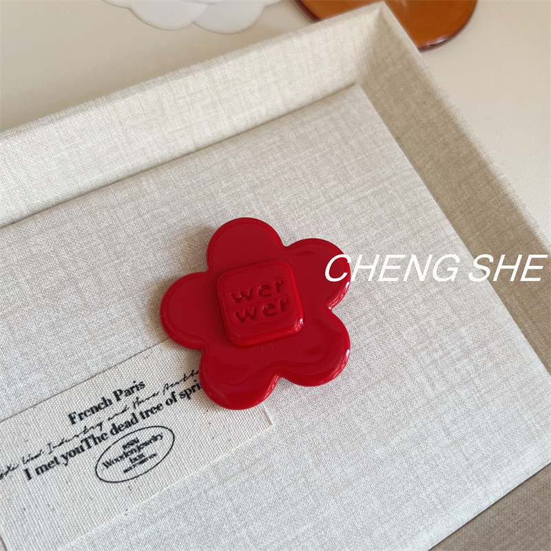 韩系博主同款醋酸花朵蝴蝶结字母发夹鸭嘴夹高颜值可爱百搭刘海夹|undefined