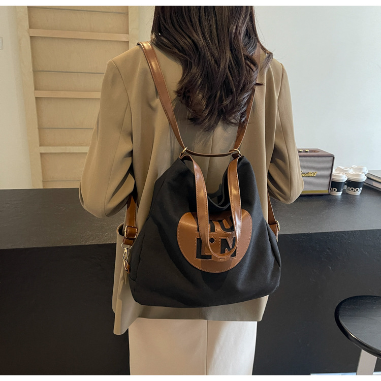 Korean letter printed multi-purpose cloth bag, 2024 new style, high-quality student backpack, commuting single-shoulder bag undefined