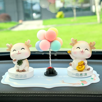 New Yilu Ping An Car Car ornaments - rich-lucky-single-balloon-blue-flower-pad