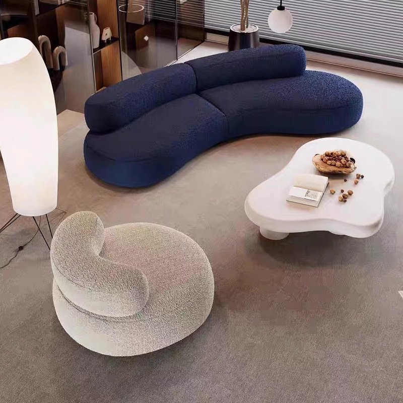 Sofá de compresión transfronterizo 2025 nuevo sofá de luna curva de terciopelo de cordero sofá combinado multijugador de alta gama italiano