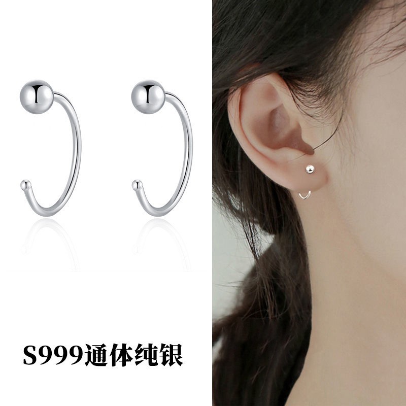 純銀イヤリング s999 純銀イヤリング 女性用 イヤリング シンプルで多用途、洗濯可能、就寝時も外さない、低刺激性のスターリングシルバーイヤーフック|undefined