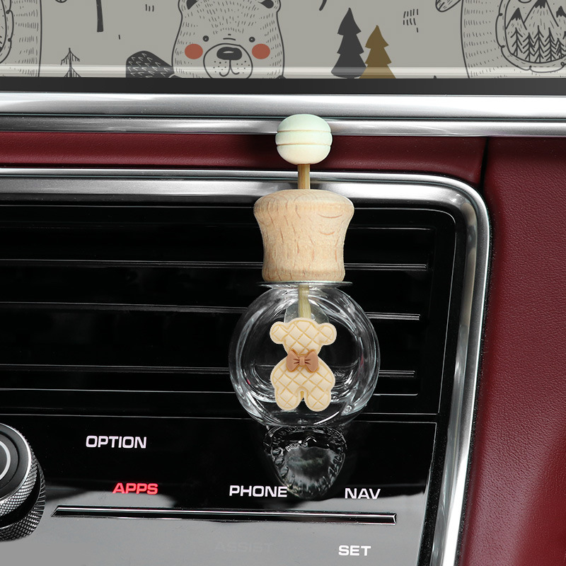 Aromaterapia de coche 2024 nuevo aire acondicionado de coche salida de aire botella de decoración perfume fragancia ligera de larga duración pequeña decoración de coche