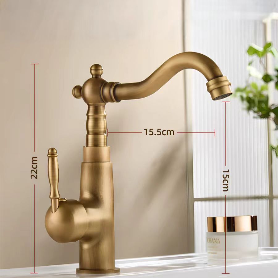 Copper antiguo grifo de agua caliente y fría estilo europeo lavabo de cocina grifo giratorio lavabo grifo retro lavabo