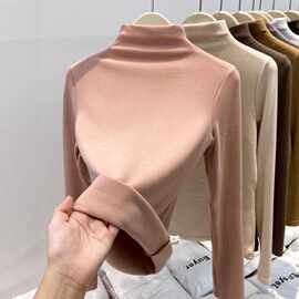 双面德绒打底衫女秋冬内搭2025新款洋气加厚磨毛保暖立领长袖上衣