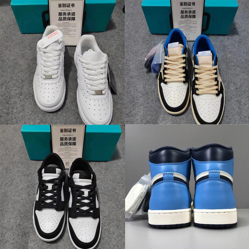 Putian Pure Original Air Force One White Shoes Aj1 Shadow Gray Dunk Panda North Carolina Blue Men's Shoes Low-Top Basketball Shoes