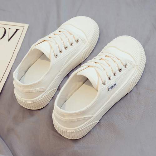 2024 spring and summer new canvas shoes for women, versatile flat white shoes, summer style breathable student cloth shoes for women