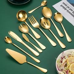 Amazon Best Seller 1010 Stainless Steel Service Dinnerware Set 11pcs Western Tableware Shared Spoon Divided Serving Spoon Fork 