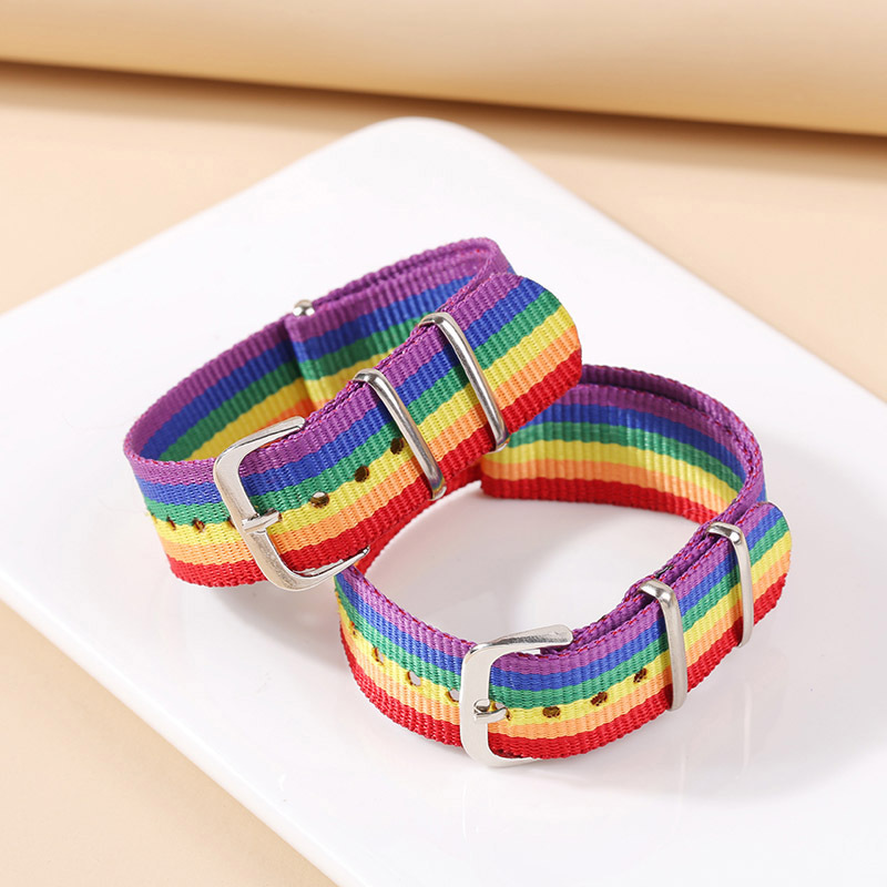 Bracelet Couple Tissé Couleur Arc-en-ciel Coréen display picture 7