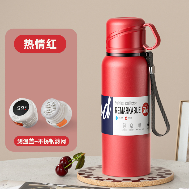 Taza de aislamiento de doble tapa de gran capacidad 316 para hombres y mujeres, separación de agua de té de acero inoxidable, taza de té al aire libre de automóvil portátil