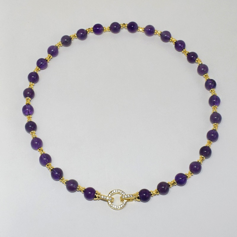 천연 자수정 다기능 버클 목걸이