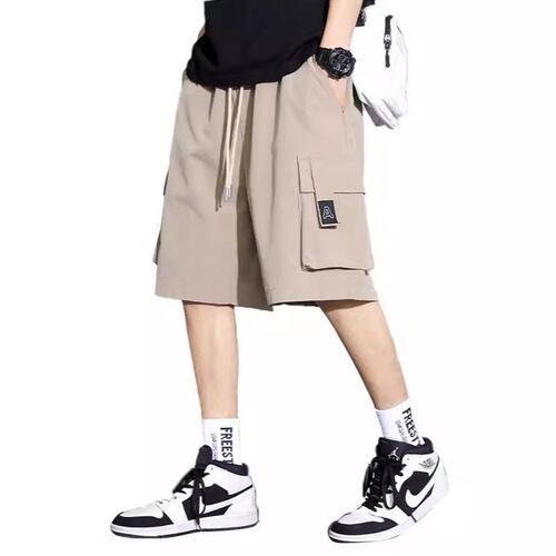 Summer thin ice silk casual men's five-pocket work pants 2025 men's sports outerwear shorts