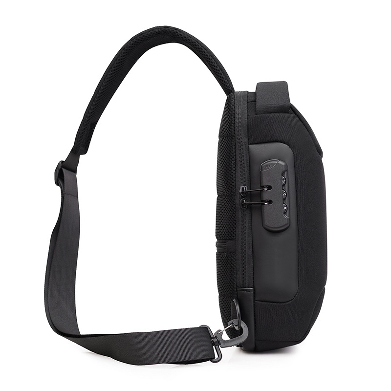 Bloqueo de contraseña antirrobo bolso de mensajero de tela Oxford para hombres bolso de pecho recargable USB bolso bandolera deportivo bolso cruzado para hombres
