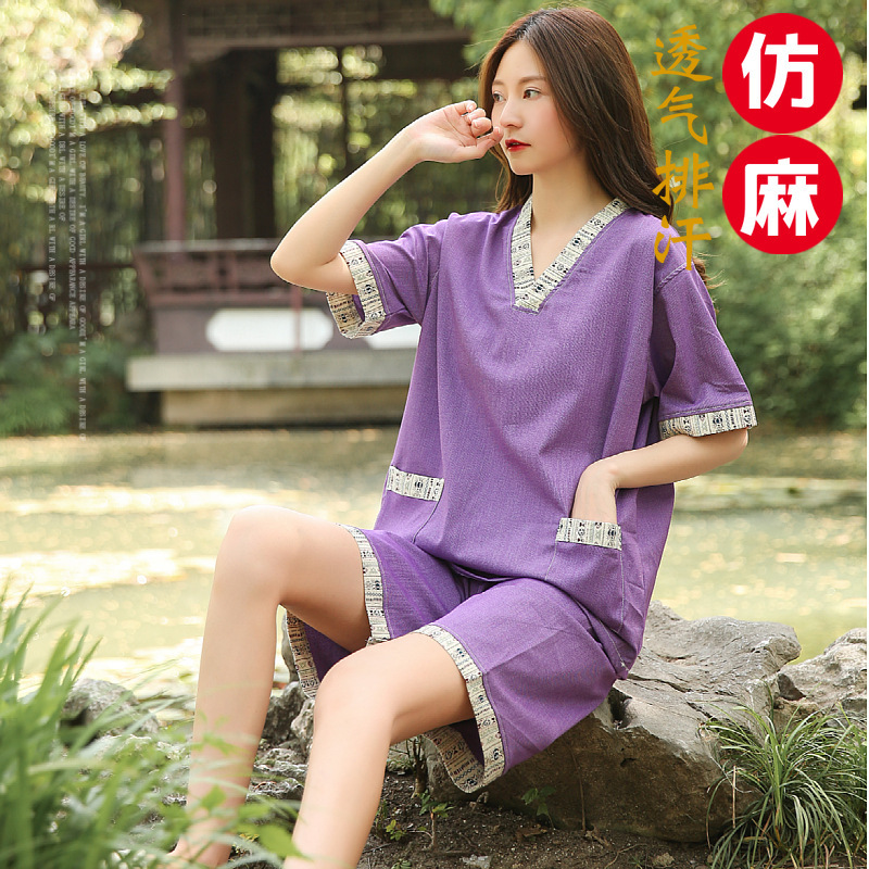 弾力米通汗蒸服浴衣男女足治療服美容服マッサージ服推油カップル|undefined