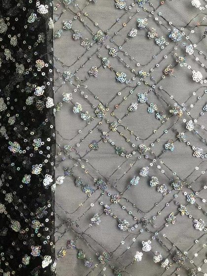 Factory Beaded Embroidered Mesh Fabric Heavy Lace Women's Dress Wedding Dress Square Beaded Embroidered Fabric