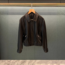 25秋冬新款黑色真皮皮衣女短款飞行皮夹克复古植鞣重工绵羊皮外套