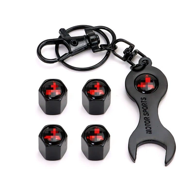 valve: Cap Personalized Valve Head Cap - three-diamond-logo-4-pieces-in-black-wrench-keychain