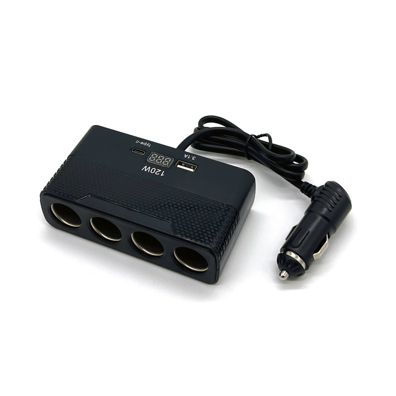 Power Supply 4-hole Digital Display DeteCtion Voltage Car Cigarette Lighter TYPE-C&USB Charger Converter Power Supply 4-hole Digital Display DeteCtion Voltage Car Cigarette Lighter TYPE-C&USB Charger Converter