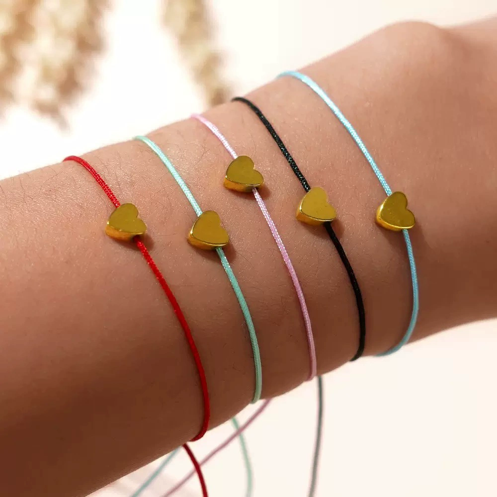 Популярный трансграничный оптовый простой и универсальный ювелирный шнур, плетеный двухслойный многоцветный браслет из железного желчного камня с любовью