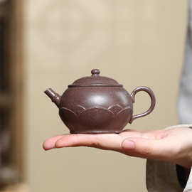 宜兴直供手工紫砂壶150cc莲华壶原矿紫玉金砂茶壶单人壶办公茶具