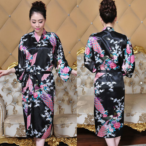 Women yukata Kimono Clothing girls kimono dressespeacock robe bathrobe printed long summer sexy lace-up loose Japanese kimono