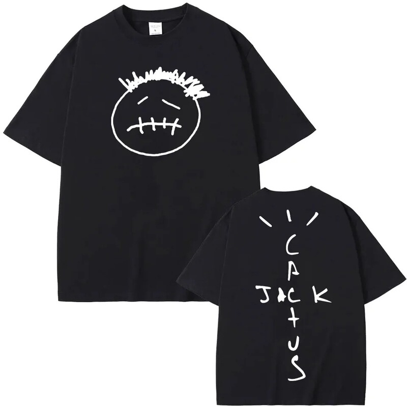 American Rapper and Travis T-Shirt Short-Sleeved 100% Pure Cotton T-Shirt with Graphic Print Scott T-Shirt Hip Hop