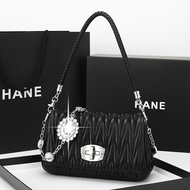 Sacos femininos pequeno saco quadrado nova moda este ano estilo coreano bordado saco de linha plissado rugas saco de corrente_voghion.com