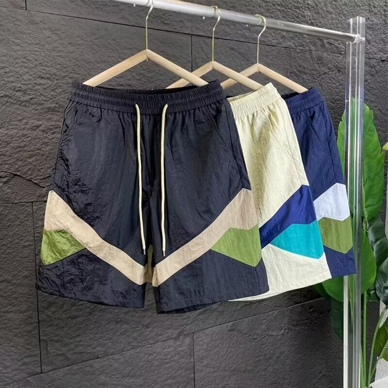 Summer Trendy Color-matching Beach Pants Men's Seaside Quick-drying Loose plus size Vacation Five-point Swimming Trunks Men's Surfing Short