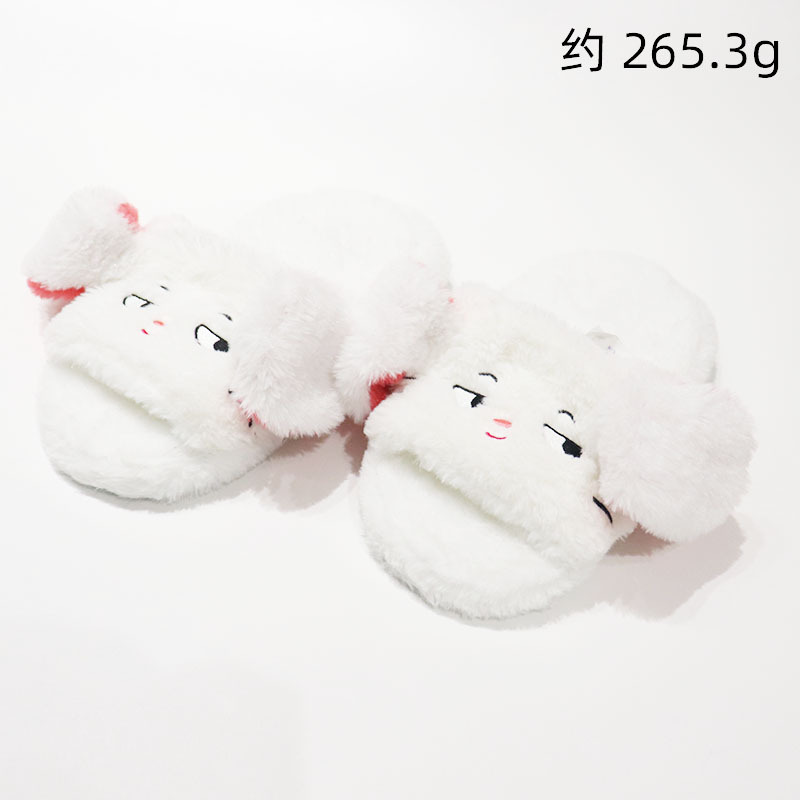 Zapatillas de orejas grandes, trapeador de algodón con orejas en movimiento, lindo perro de dibujos animados, todo incluido, cálido, antideslizante, zapatillas de lana, invierno