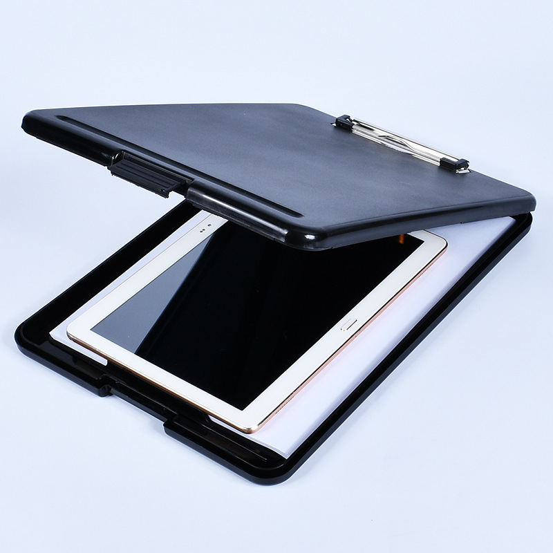 Plástico grueso A4 color sólido con gancho Clip de una sola fuerza Escritura Clip plano Caja de archivos de oficina Clip Caja de almacenamiento