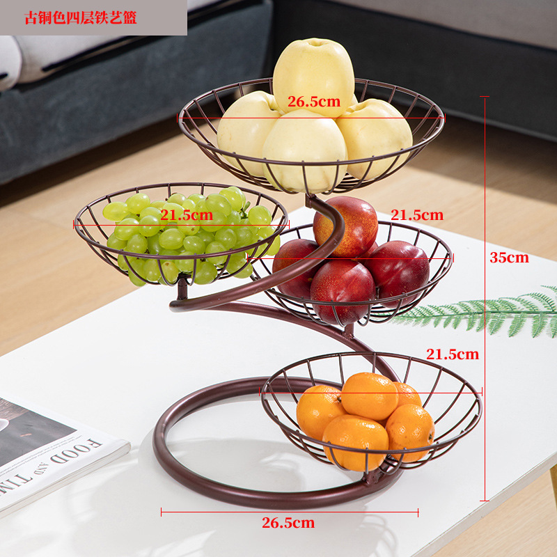 Plato de frutas de hierro forjado gancho de plátano sala de estar casera canasta de frutas de lujo ligera mesa de comedor dulces bocadillos plato