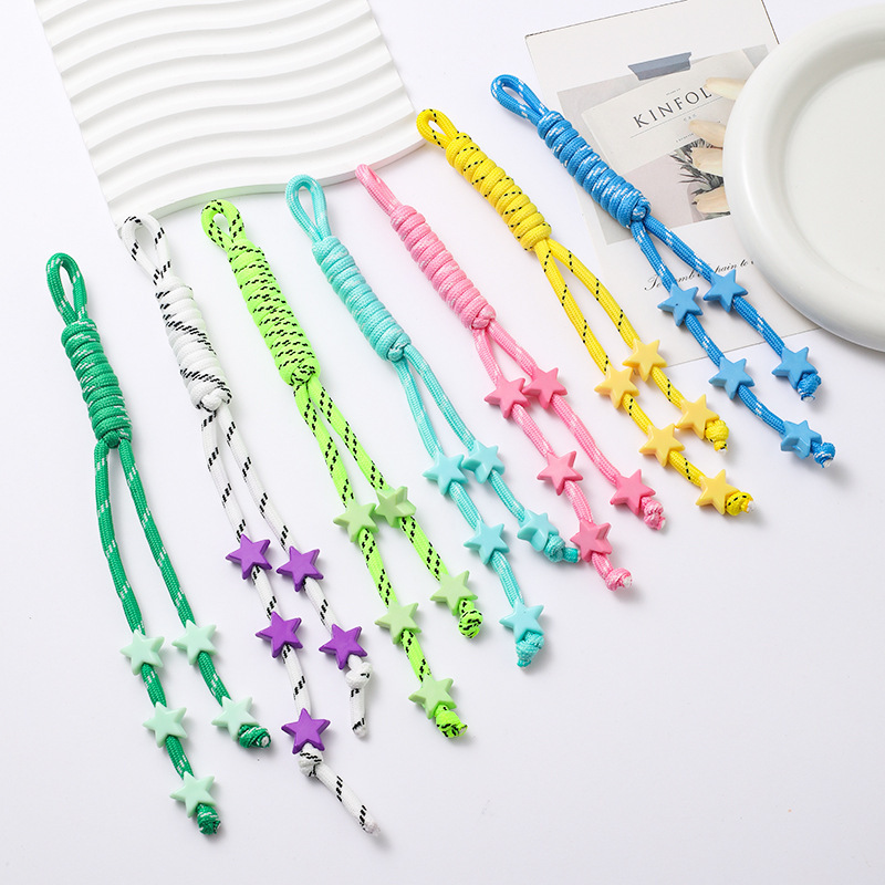 新しいファッションマルチカラー織りストラップ diy パーソナライズされたスターアクセサリーバッグ水カップペンダントストラップ製品卸売|undefined