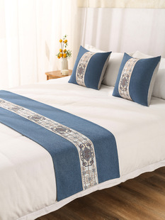 Bed Flag Bed End Towel Five-star Hotel Homestay Special Cloth Strip New Chinese Cotton and Linen Embroidered Patch Bed End Cover Towel