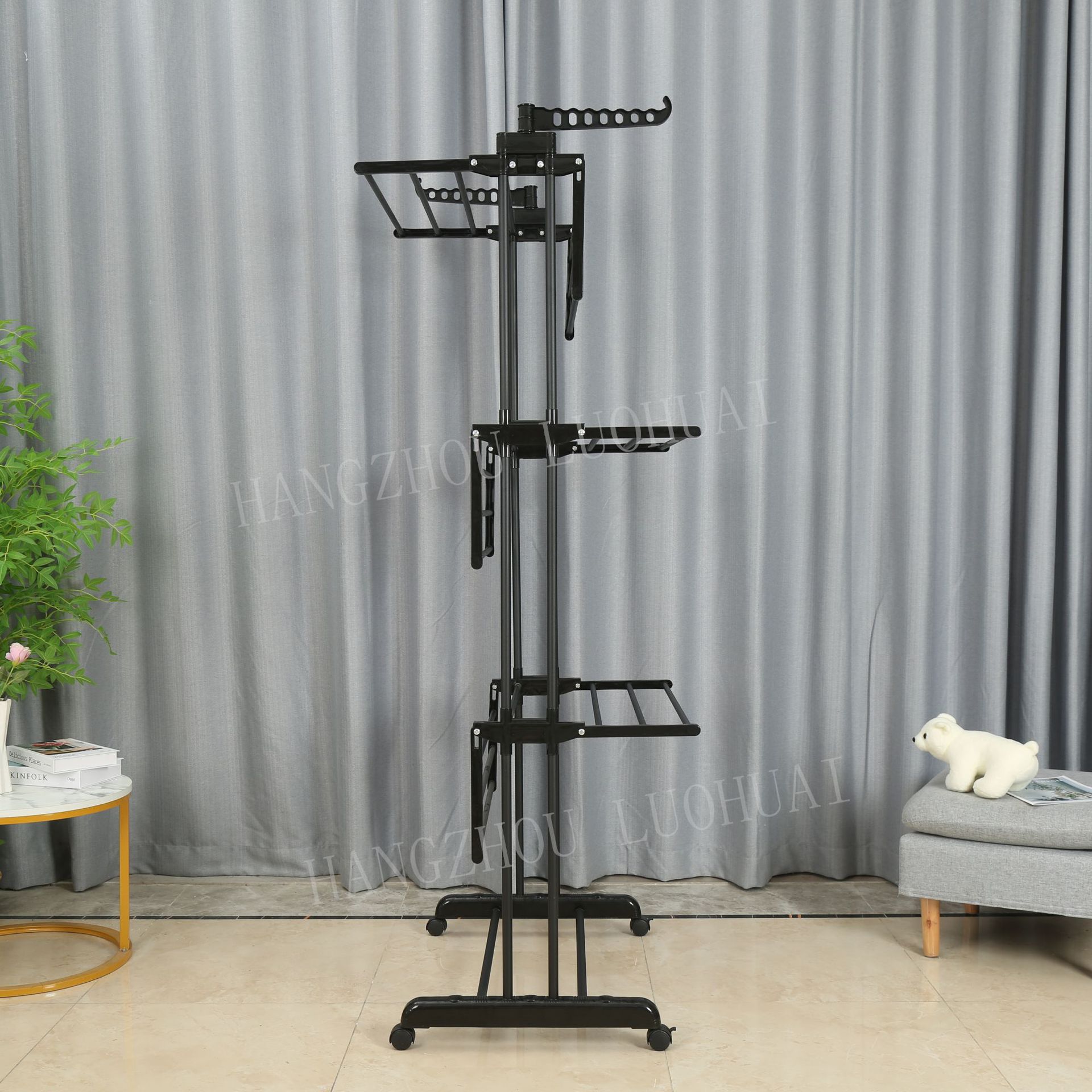 Perchero de Piso Plegable y con Ruedas, Portátil, para el Hogar