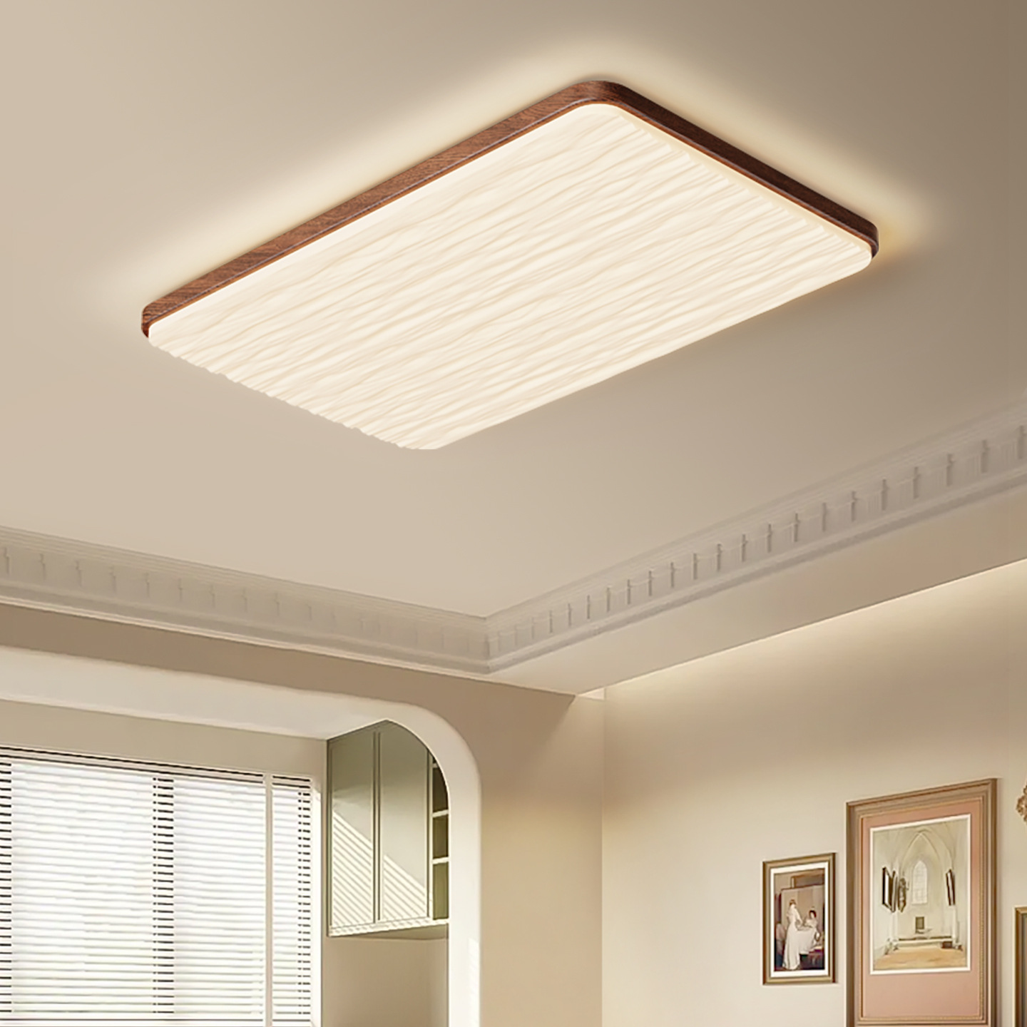 Luz de techo de la sala de estar de estilo medieval color nuez nueva protección de ojos dormitorio sala de luz principal paquete de lámparas L184