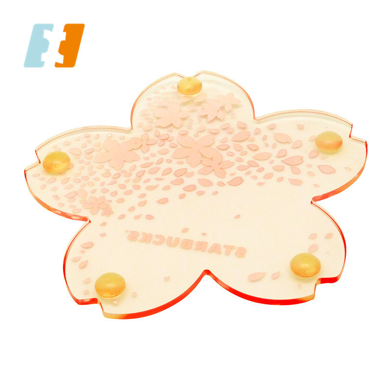 亚克力杯垫隔热耐高温碗垫可爱花朵透明亚克力杯垫加印logo现货