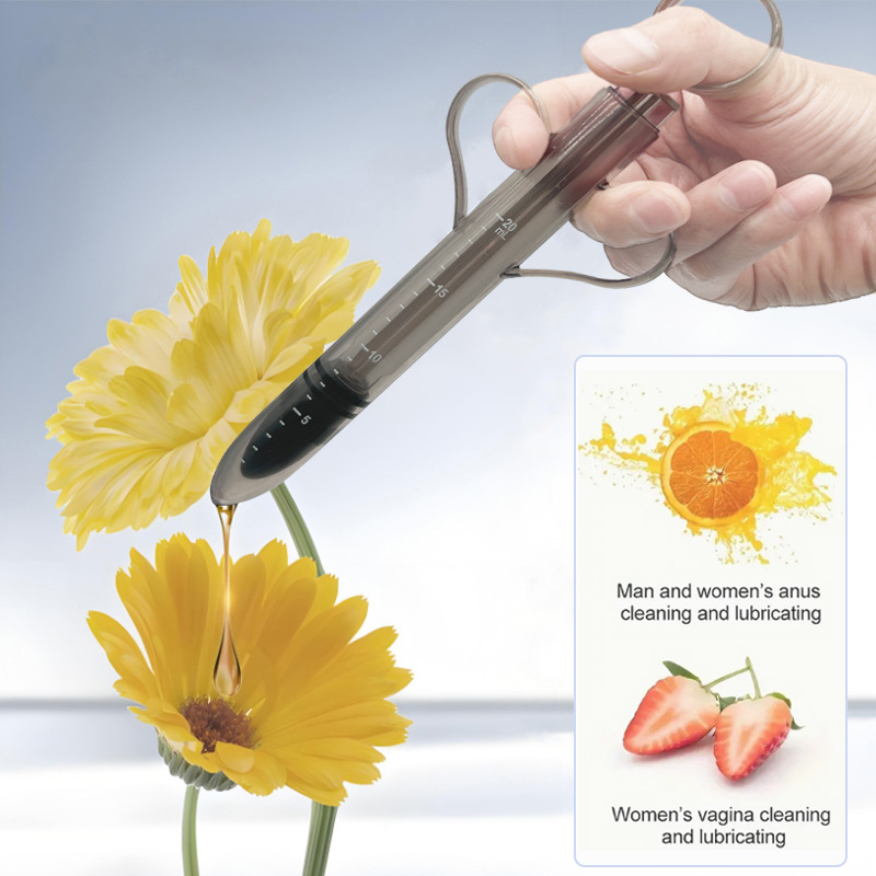 Lube Applicator Syringe, ABS Body with Silicone Tip, Black Adult Toy Accessory — detail image 1