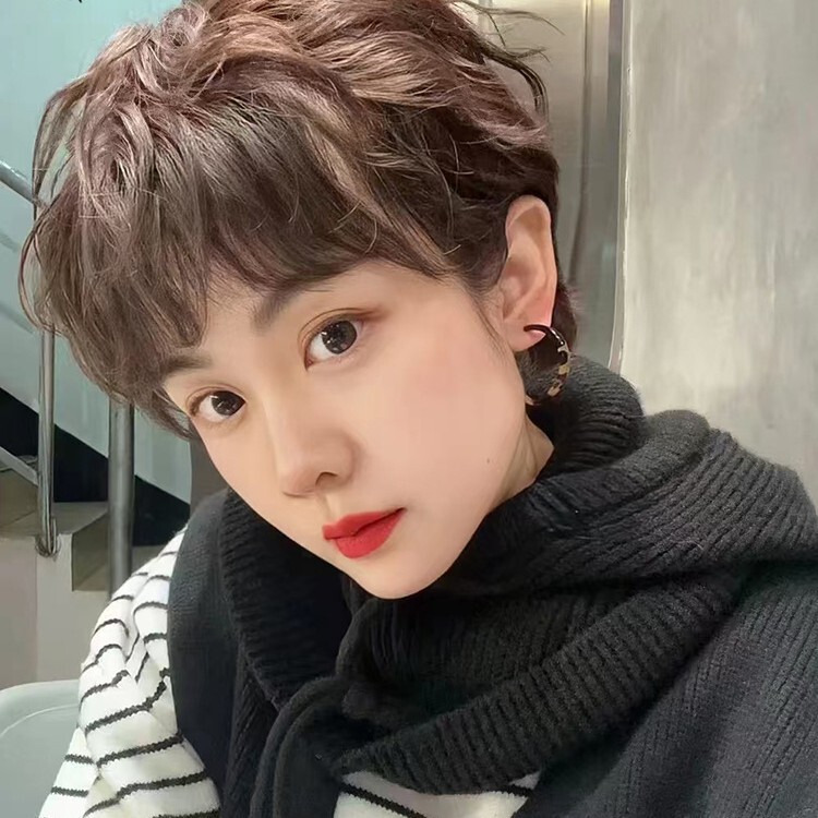 Wig Short Hair Female Natural Female Mother Full Real Hair Headgear Real Hair Full Headgear Fashionable New Short Curly Hair