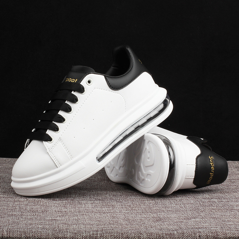 男女款小白鞋時尚經典校園風氣墊小白鞋情侶滑板鞋厚底松糕鞋